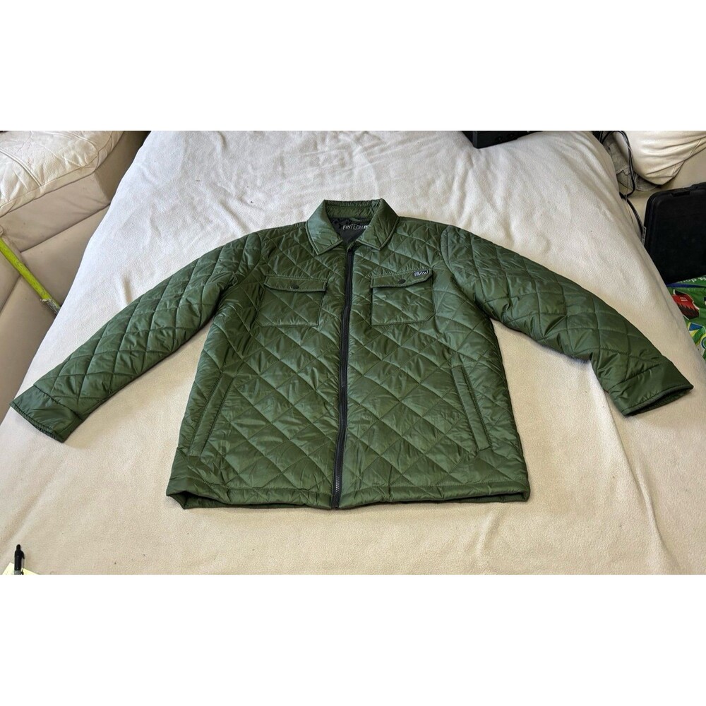 Fintech Jacket Mens Large Green Quilted Insulated Microfiber Outdoor Puffer Coat